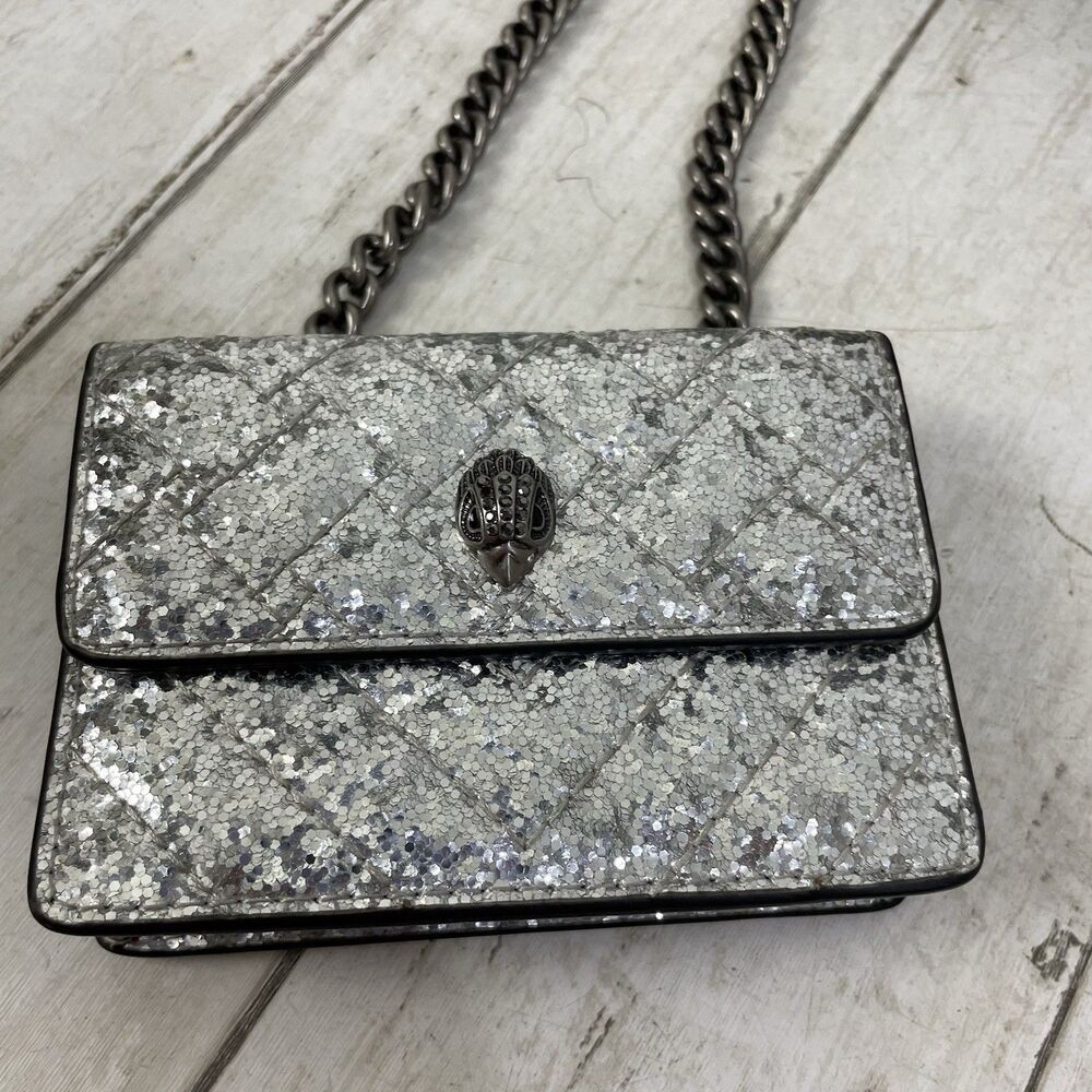 Kurt Geiger London Silver Quilted Micro Crossbody Purse In Box - Picture 5 of 11